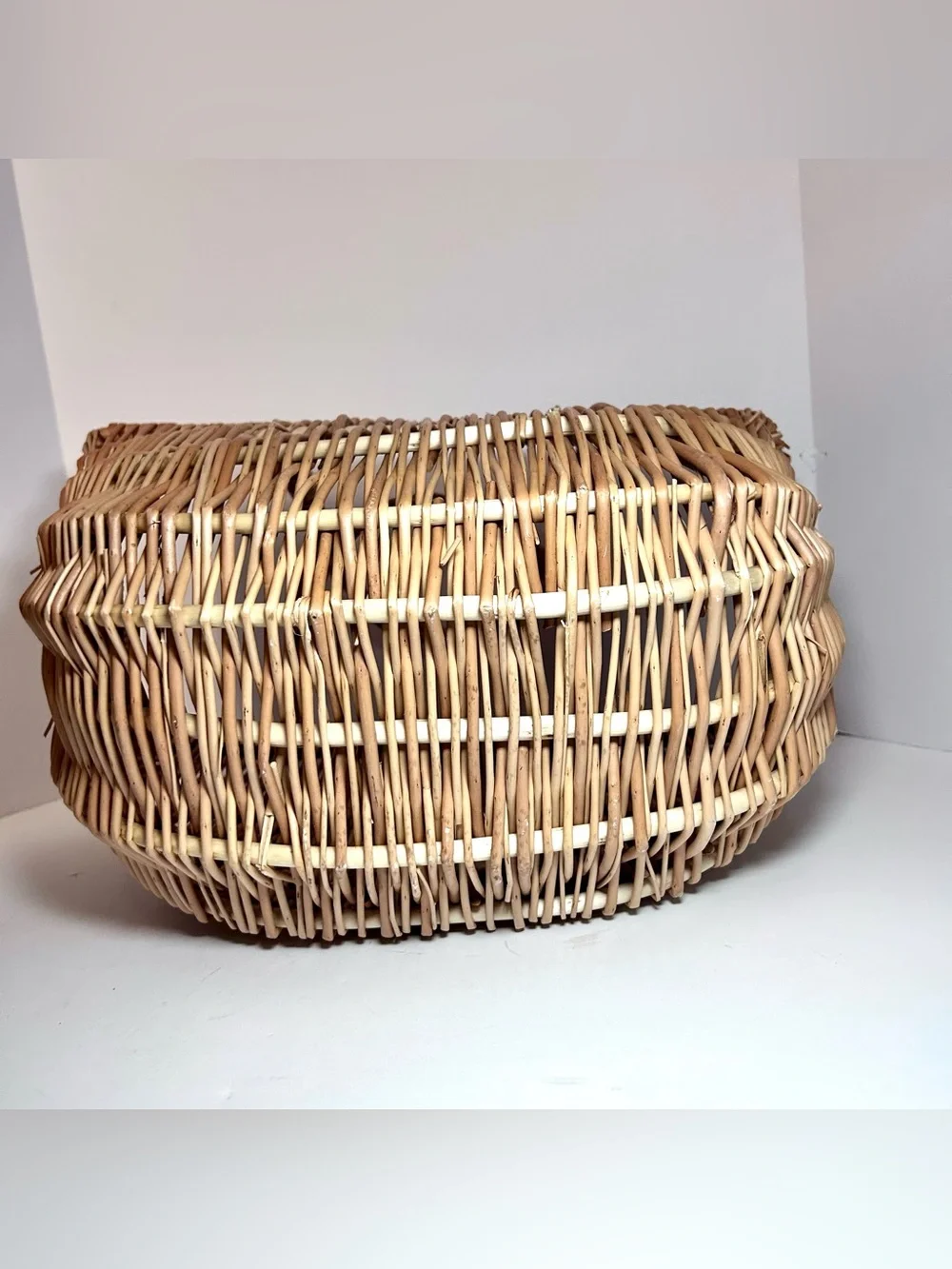 Ashland Woven Wicker Shopping Tote Basket with Handles